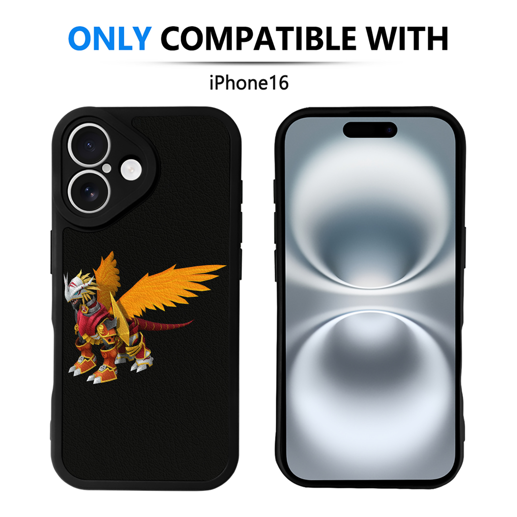 （画像用） Digimon デジタルモンスター/デジモン 【iPhone 16シリーズ対応】シリコンスマホケース（レザー調） 材質：シリコン